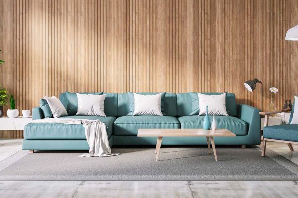living room with epoxy floors